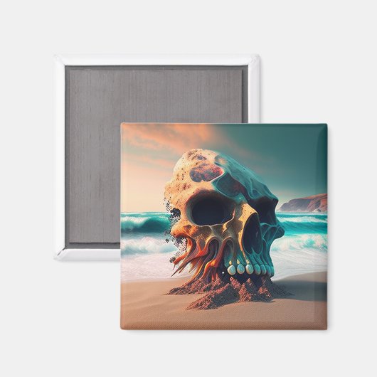Aimant Crâne sur la plage (Recto/Verso)