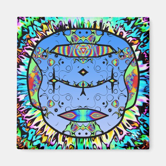 Aimant Crâne tatoué coloré v0 (Devant)