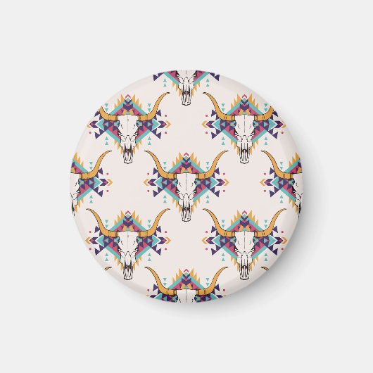 Aimant Crâne taureau de la tribu : Boho Seamless (Devant)