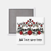 Aimant Crânes, Coeurs Et Roses (Recto/Verso)