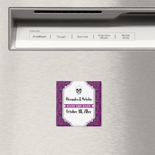Aimant Crânes damas violet, mariage noir Enregistrer la d (In Situ (Lave-vaisselle))