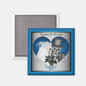 Aimant Crânes mariages - Bleu (Recto/Verso)