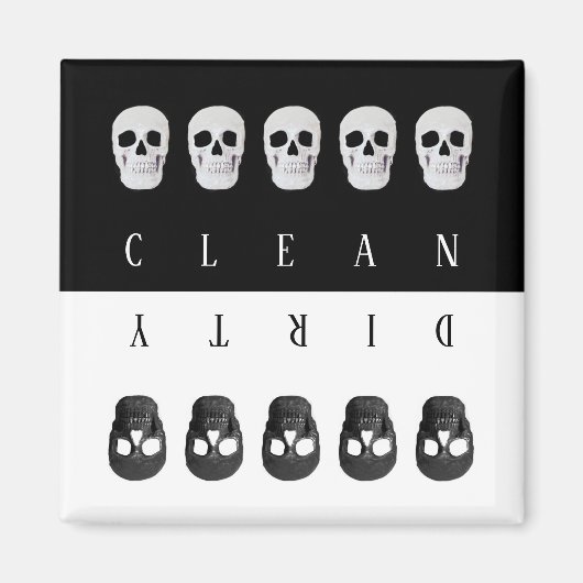 Aimant Crânes nettoyant noir noir noir blanc réversible (Devant)