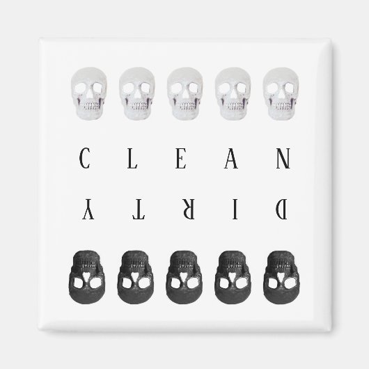 Aimant Crânes Nettoyer Lave-Vaisselle Noir Et Blanc (Devant)