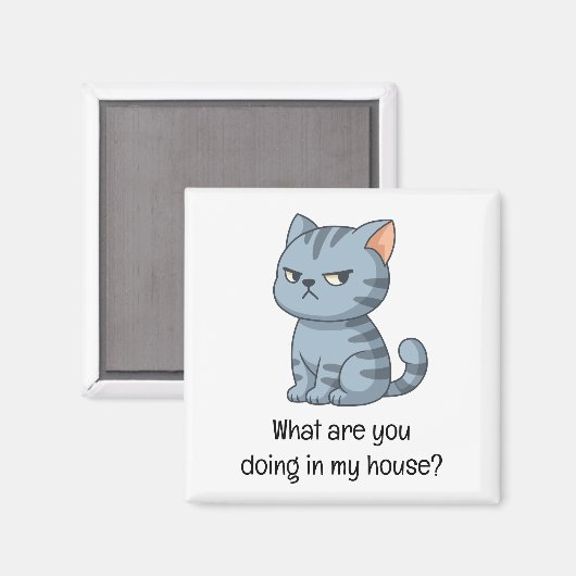 Aimant Cranky Grey Tabby Cat Funny Text (Recto/Verso)