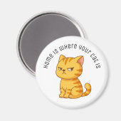Aimant Cranky Orange Tabby Cat Custom Text (Recto/Verso)