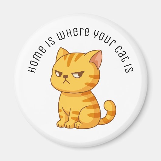 Aimant Cranky Orange Tabby Cat Custom Text (Devant)