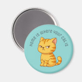 Aimant Cranky Orange Tabby Cat Custom Text Green (Recto/Verso)