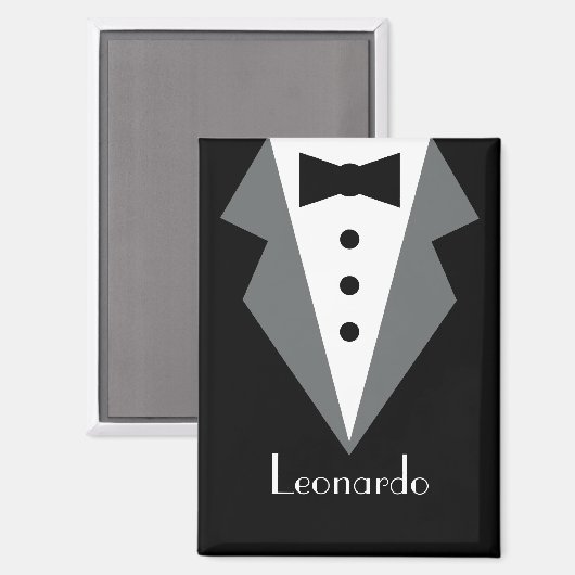 Aimant Cravate noire Tuxedo personnalisée (Recto/Verso)