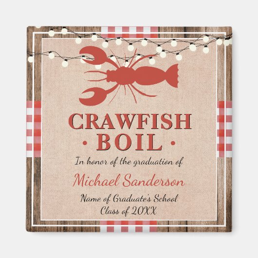 Aimant Crawfish Boil Lobster Graduation Party Rustique (Devant)