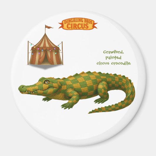Aimant Crawford, crocodile de cirque peint (Devant)