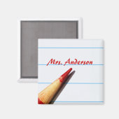 Aimant Crayon De L'Enseignant Rouge Sur Papier Linqué Ave (Recto/Verso)