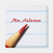 Aimant Crayon De L'Enseignant Rouge Sur Papier Linqué Ave (Devant)