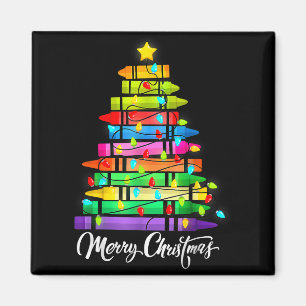 Aimant Crayon de professeur Joyeux Noël Lumières de l'arb