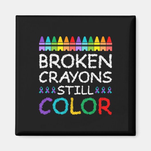 Aimant Crayons brisés Prévention du suicide par couleur (Devant)