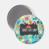 Aimant Crazy Cat Lady Cute et Playay Cat Motif (Recto/Verso)