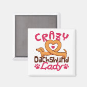 Aimant Crazy Dachshund Lady Doxie Maman (Recto/Verso)