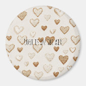 Aimant Cream & Brown Hearts   (Devant)