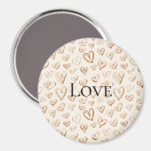 Aimant Cream Brown Hearts Valentine's Day Love (Recto/Verso)