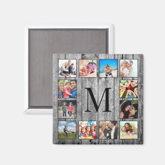Aimant Create Your Custom Photo Collage Rustic Farmhouse (Recto/Verso)