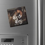 Aimant Create Your Own Photo Wedding<br><div class="desc">Personalized Photo Wedding Magnet Favor. These custom magnets feature a full photo background with a subtle black gradient behind the text, ensuring “Mr. & Mrs” in large white handwritten script stands out beautifully. The wedding date appears at the bottom in a clean serif font for a classic and balanced touch....</div>