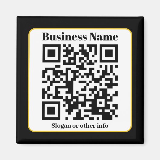 Aimant Create Your Own QR Code | Black White Gold Border (Devant)