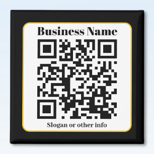 Aimant Create Your Own QR Code   Black White Gold Border