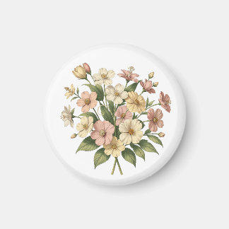 Aimant Création de bouquet à monogramme floral élégant
