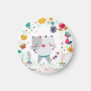 Aimant Création florale de chat mignon