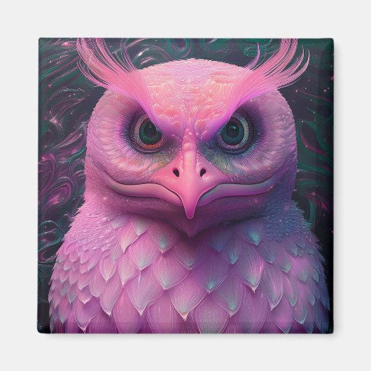 Aimant Créature hybride Murloc/Chouette rose (Devant)