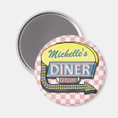 Aimant Crée ton propre dîner Retro 50 personnalisé Signe (Recto/Verso)