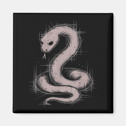 Aimant Creepy Cute Goth Python Horror Snake Sketch Alt Ng (Devant)
