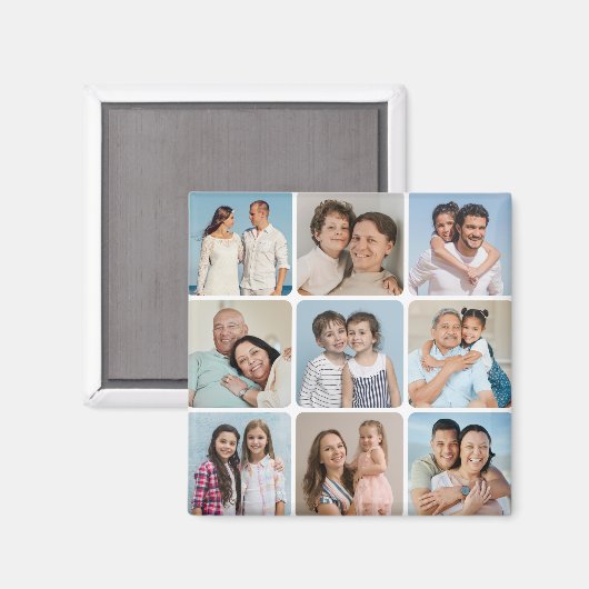 Aimant Créez vos propres angles ronds 9 Collage photo (Recto/Verso)