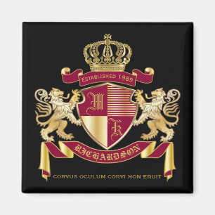 Aimant Créez votre propre blason d'armoiries d'or rouge