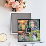 Aimant Créez votre propre collage photo de famille monogr<br><div class="desc">Joli aimant à saké. Créez votre propre aimant de collage photo de famille. Vous pouvez ajouter vos propres 4 photos et ajouter votre monogramme,  nom et année.</div>