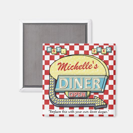 Aimant Créez votre propre menu Retro 50 personnalisé en r (Recto/Verso)