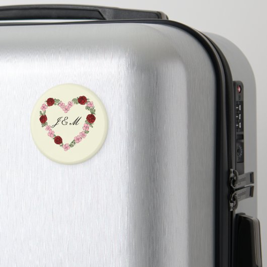 Aimant crème avec des cœurs roses et rouges (In Situ (Bagages))