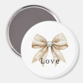 Aimant Crème chic blanc argent glam Bow Love (Recto/Verso)