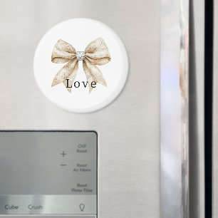 Aimant Crème chic blanc argent glam Bow Love