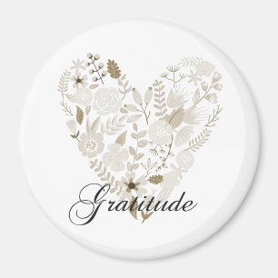 Aimant Crème Chic Gratitude Inspirationnelle Coeur Floral