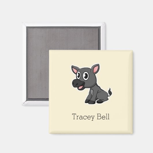 Aimant Crème d'âne gris mignonne (Recto/Verso)