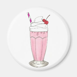 Aimant Crème de glace aux fraises roses Shake Milkshake D