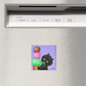 Aimant Crème de glace de chat noir Créationarts (In Situ (Lave-vaisselle))