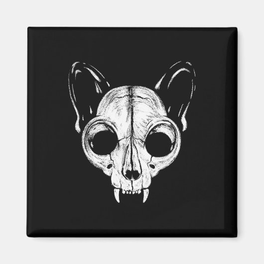 Aimant Crème Éffrayant Chat Feline Skull Skeleton Hallowe (Devant)