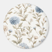 Aimant Crème Fleurs Bleues Marron Amour (Devant)