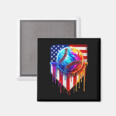 Aimant Crème glacée de baseball American Drapeau (Recto/Verso)