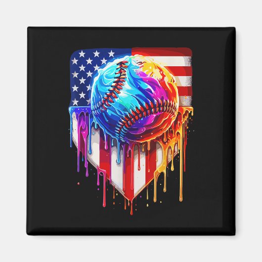 Aimant Crème glacée de baseball American Drapeau (Devant)
