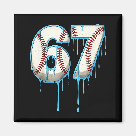 Aimant Crème Glacée de Baseball qui Dégouline 67 Six Sept (Devant)