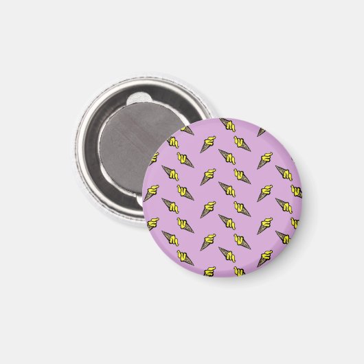 Aimant Crème glacée jaune sur violet (Recto/Verso)