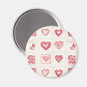Aimant Crème Rouge Chic pour l'Amour de la Saint-Valentin (Recto/Verso)